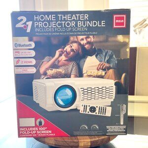 RCA RPJ200 2 in 1 Home Theater Projector w/ Fold-Up 100" Screen!